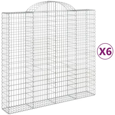 vidaXL Obokane gabion košare 6 kosov 200x50x180/200cm pocinkano železo