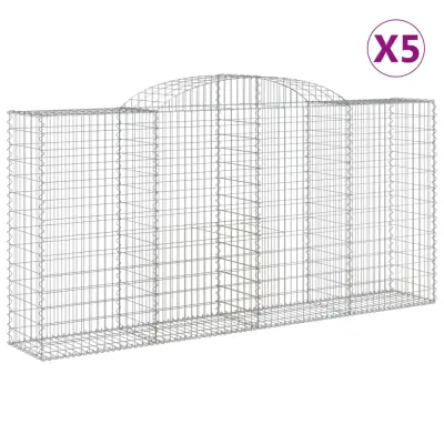 vidaXL Obokane gabion košare 5 kosi 300x50x140/160 cm pocinkano železo