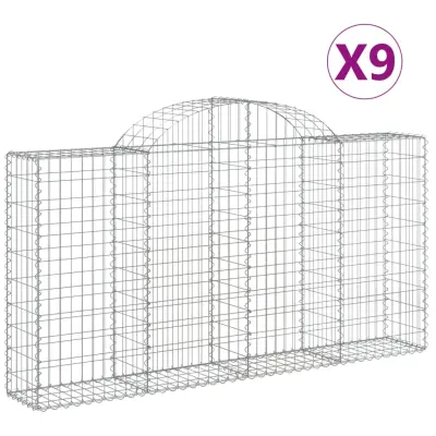 vidaXL Obokane gabion košare 9 kosov 200x30x100/120cm pocinkano železo