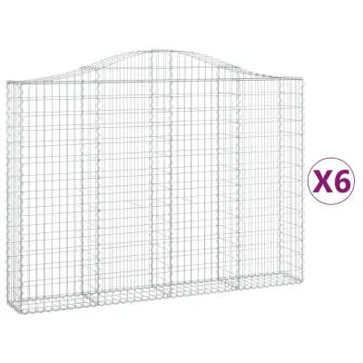vidaXL Obokane gabion košare 6 kosov 200x30x140/160cm pocinkano železo