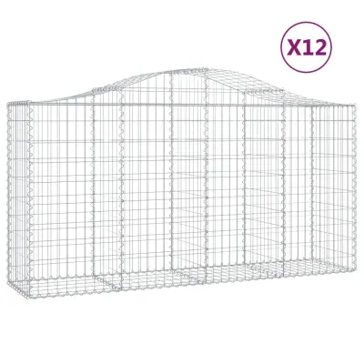 vidaXL Obokana gabionska košara 12 kos 200x50x100/120cm cinkano železo