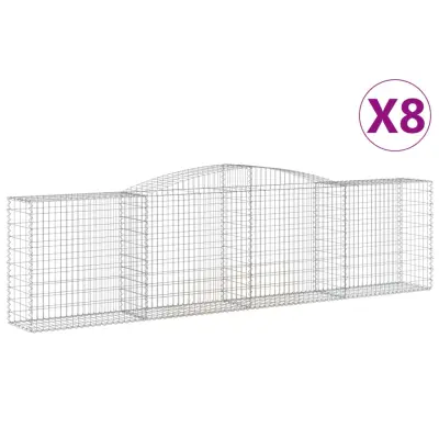 vidaXL Obokane gabion košare 8 kosi 400x50x100/120cm pocinkano železo