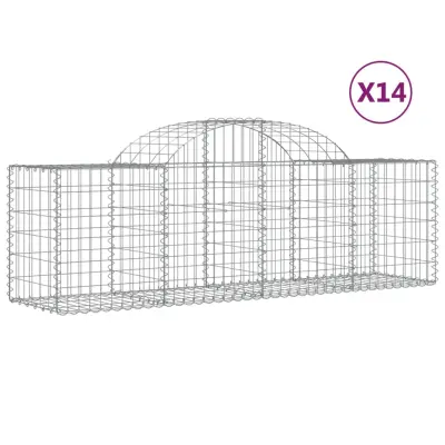 vidaXL Obokana gabionska košara 14 kosov 200x50x60/80cm cinkano železo