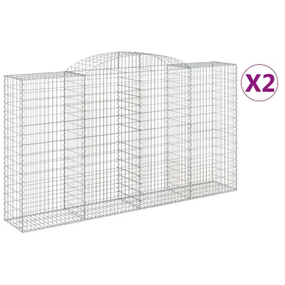 vidaXL Obokane gabion košare 2 kosa 300x50x160/180 cm pocinkano železo
