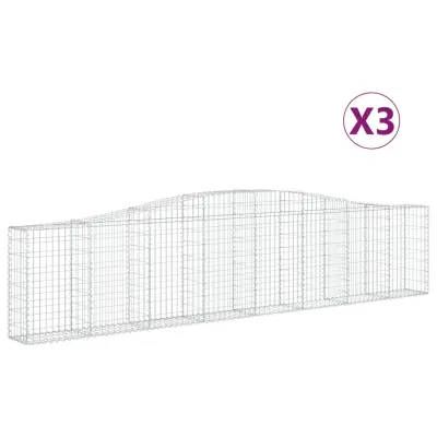 vidaXL Obokane gabion košare 3 kosi 400x30x80/100 cm pocinkano železo