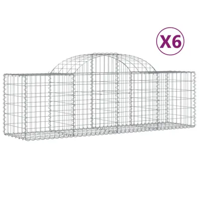 vidaXL Obokana gabionska košara 6 kosov 200x50x60/80cm cinkano železo