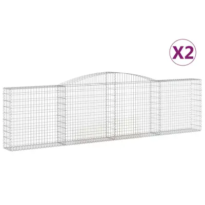 vidaXL Obokane gabion košare 2 kosa 400x30x100/120 cm pocinkano železo