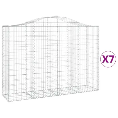 vidaXL Obokane gabion košare 7 kosov 200x50x140/160cm pocinkano železo