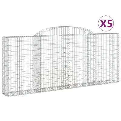vidaXL Obokane gabion košare 5 kosa 300x30x120/140 cm pocinkano železo