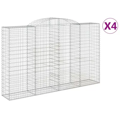 vidaXL Obokana gabionska košara 4 kosi 300x50x180/200cm cinkano železo