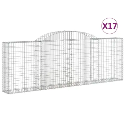 vidaXL Obokana gabionska košara 17 kos 300x30x100/120cm cinkano železo