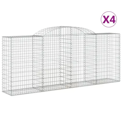 vidaXL Obokane gabion košare 4 kosa 300x50x120/140 cm pocinkano železo