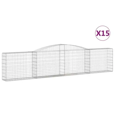 vidaXL Obokane gabion košare 15 kosov 400x30x80/100 cm cinkano železo