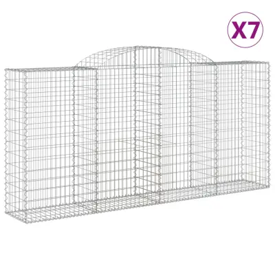 vidaXL Obokane gabion košare 7 kosi 300x50x140/160 cm pocinkano železo