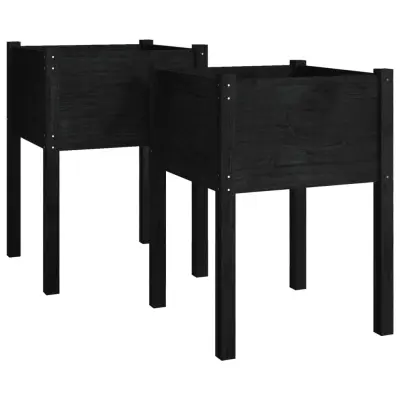 vidaXL Vrtno cvetlično korito 2 kosa črno 50x50x70 cm trdna borovina