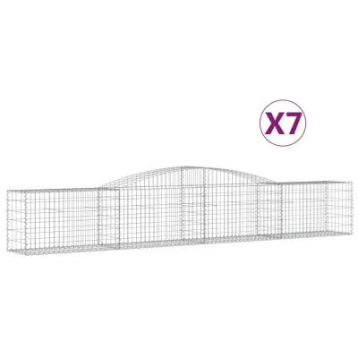 vidaXL Obokana gabionska košara 7 kosov 400x50x60/80cm cinkano železo