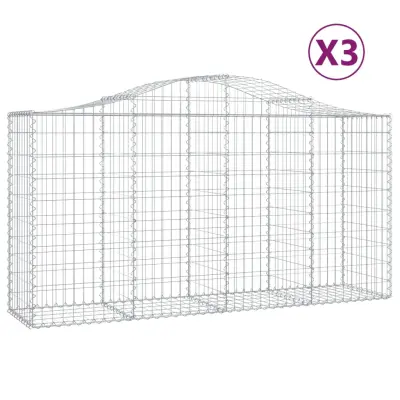 vidaXL Obokana gabionska košara 3kos 200x50x100/120cm pocinkano železo