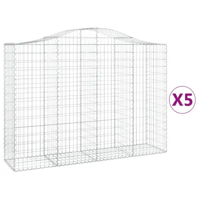 vidaXL Obokane gabion košare 5 kosov 200x50x140/160cm pocinkano železo
