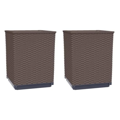 vidaXL Visok lonec 2 kosa rjave barve 30x30x37 cm polipropilen