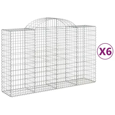 vidaXL Obokane gabion košare 6 kosov 200x50x120/140cm pocinkano železo