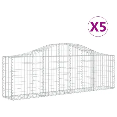 vidaXL Obokana gabionska košara 5 kosov 200x30x60/80cm cinkano železo