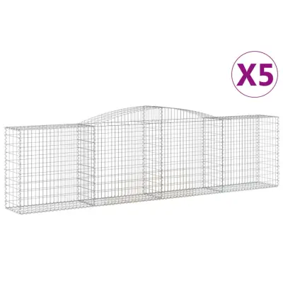 vidaXL Obokane gabion košare 5 kosi 400x50x100/120cm pocinkano železo