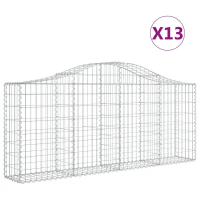vidaXL Obokane gabion košare 13 kosov 200x30x80/100 cm cinkano železo
