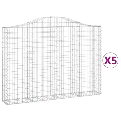 vidaXL Obokane gabion košare 5 kosov 200x30x140/160cm pocinkano železo