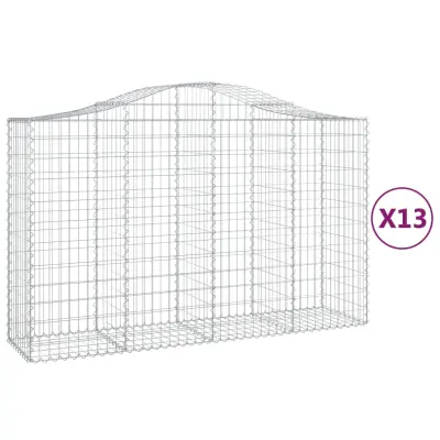 vidaXL Obokana gabionska košara 13 kos 200x50x120/140cm cinkano železo