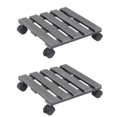 vidaXL Voziček za rastline 2 kosa siv 30x30x7,5 cm WPC