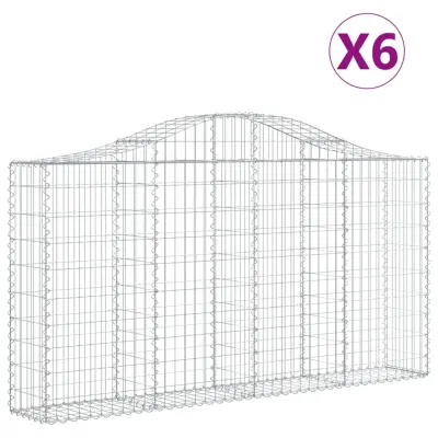 vidaXL Obokane gabion košare 6 kosov 200x30x100/120cm pocinkano železo