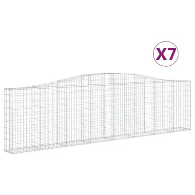 vidaXL Obokane gabion košare 7 kosi 400x30x100/120 cm pocinkano železo