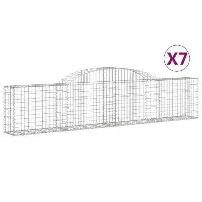 vidaXL Obokana gabionska košara 7 kosov 300x30x60/80 cm cinkano železo