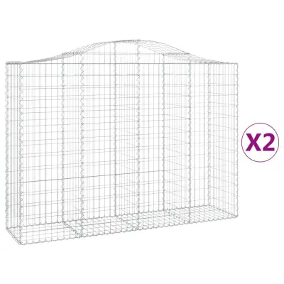 vidaXL Obokane gabion košare 2 kosi 200x50x140/160 cm pocinkano železo