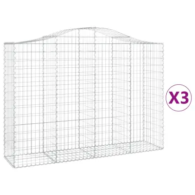 vidaXL Obokane gabion košare 3 kosi 200x50x140/160 cm pocinkano železo