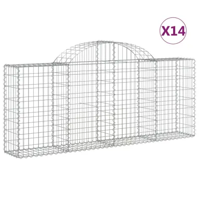 vidaXL Obokane gabion košare 14 kosov 200x30x80/100 cm cinkano železo
