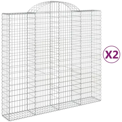 vidaXL Obokane gabion košare 2 kosa 200x50x180/200 cm pocinkano železo