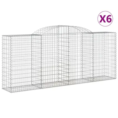 vidaXL Obokane gabion košare 6 kosa 300x50x120/140 cm pocinkano železo