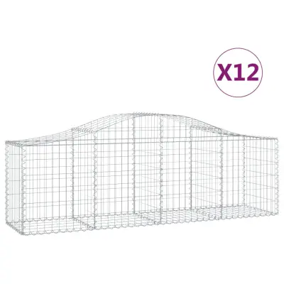 vidaXL Obokana gabionska košara 12 kosov 200x50x60/80cm cinkano železo