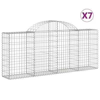 vidaXL Obokane gabion košare 7 kosov 200x30x80/100 cm cinkano železo