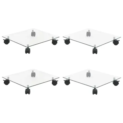 vidaXL Vozički za rastline 4 kosi 35x35 cm kaljeno steklo kvadratni