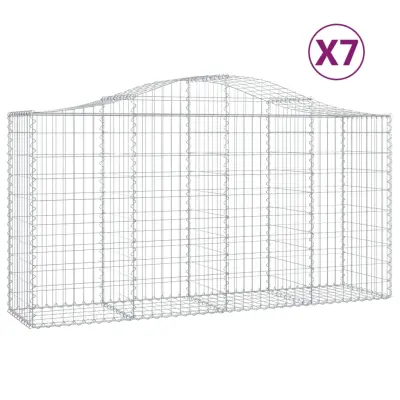 vidaXL Obokana gabionska košara 7kos 200x50x100/120cm pocinkano železo