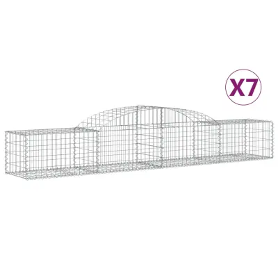 vidaXL Obokane gabion košare 7 kosi 300x50x40/60 cm pocinkano železo