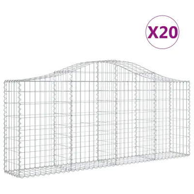 vidaXL Obokane gabion košare 20 kosov 200x30x80/100 cm cinkano železo