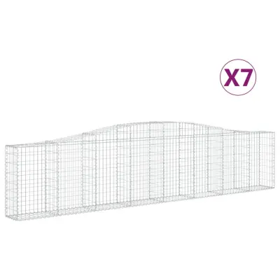 vidaXL Obokane gabion košare 7 kosov 400x30x80/100 cm cinkano železo