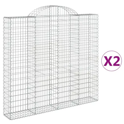 vidaXL Obokane gabion košare 2 kosa 200x30x180/200 cm pocinkano železo