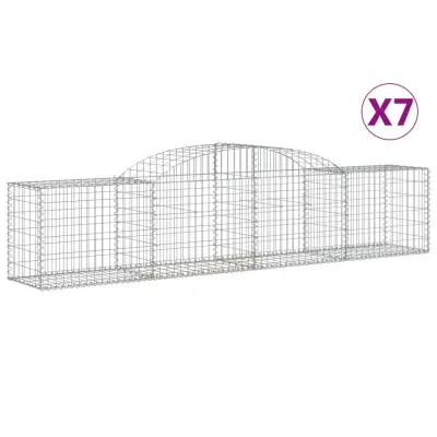 vidaXL Obokana gabionska košara 7 kosa 300x50x60/80cm pocinkano železo