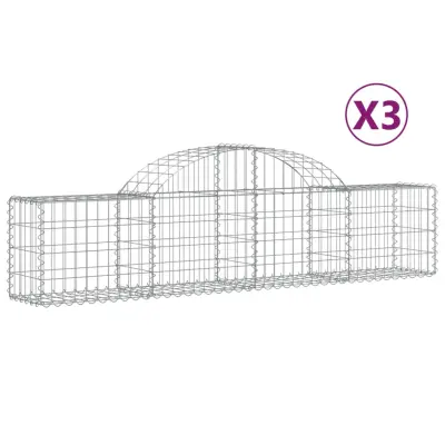 vidaXL Obokane gabion košare 3 kosi 200x30x40/60 cm pocinkano železo