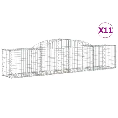 vidaXL Obokana gabionska košara 11 kosov 300x50x60/80cm cinkano železo