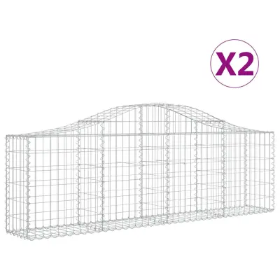 vidaXL Obokana gabionska košara 2 kosa 200x30x60/80cm pocinkano železo